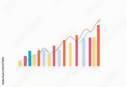 Free Download Abstract financial chart with colorful lines and bars on a clean white background - GFXLoad