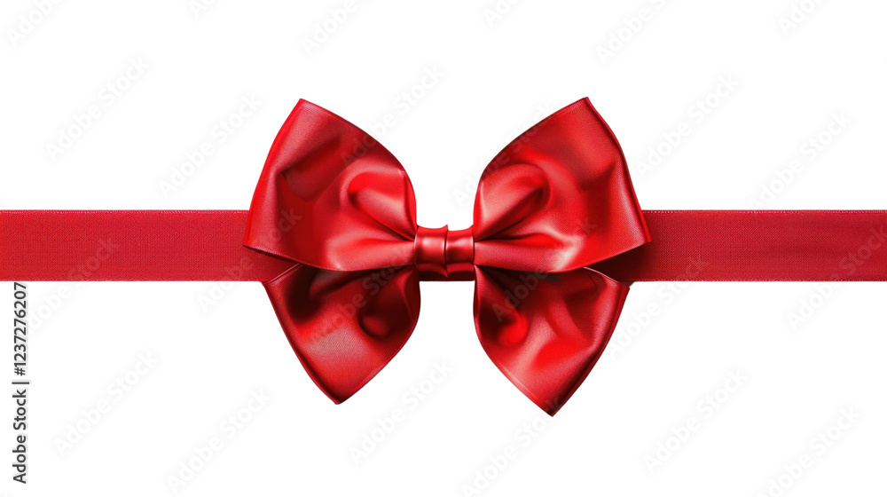 Shiny red ribbon bow decorating a transparent background Shiny red ribbon bow decorating a transparent background