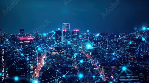 Wallpaper Mural Business network fiber connection concept and Wi-Fi in the city, Technology communication. Torontodigital.ca