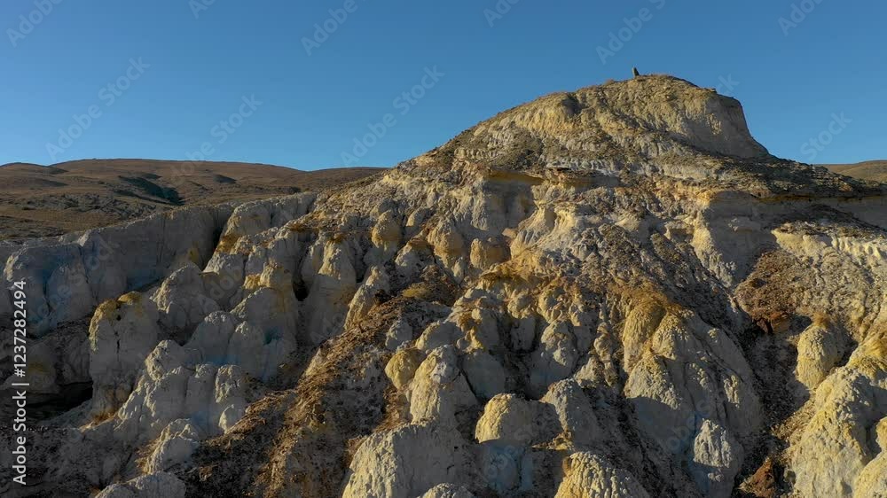 AKTAU, KAZAKHSTAN - FEBRUARY 1, 2025: Exploring dramatic geological formations in the unique landscape of Aktau AKTAU, KAZAKHSTAN - FEBRUARY 1, 2025: Exploring dramatic geological formations in the unique landscape of Aktau