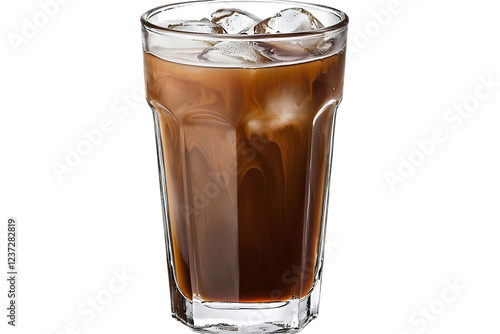 A glass iced coffee isolated on transparent background
