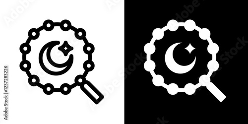 tasbih muslim prayer beads line and glyph icon, outline and glyph vector sign, linear and glyph style pictogram isolated on white and black. islamic Symbol, logo, icon, illustration