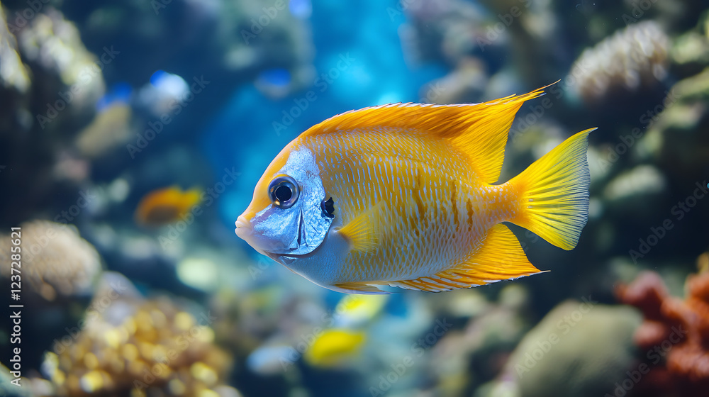 Exotic fish in aquarium, sea life, sea animals, fish in oceanarium, tropical fish, underwater world Exotic fish in aquarium, sea life, sea animals, fish in oceanarium, tropical fish, underwater world