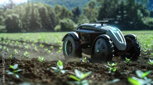 Revolutionary Agriculture: Autonomous Electric Tractor Seamlessly Planting Seeds in Modern Farming Field