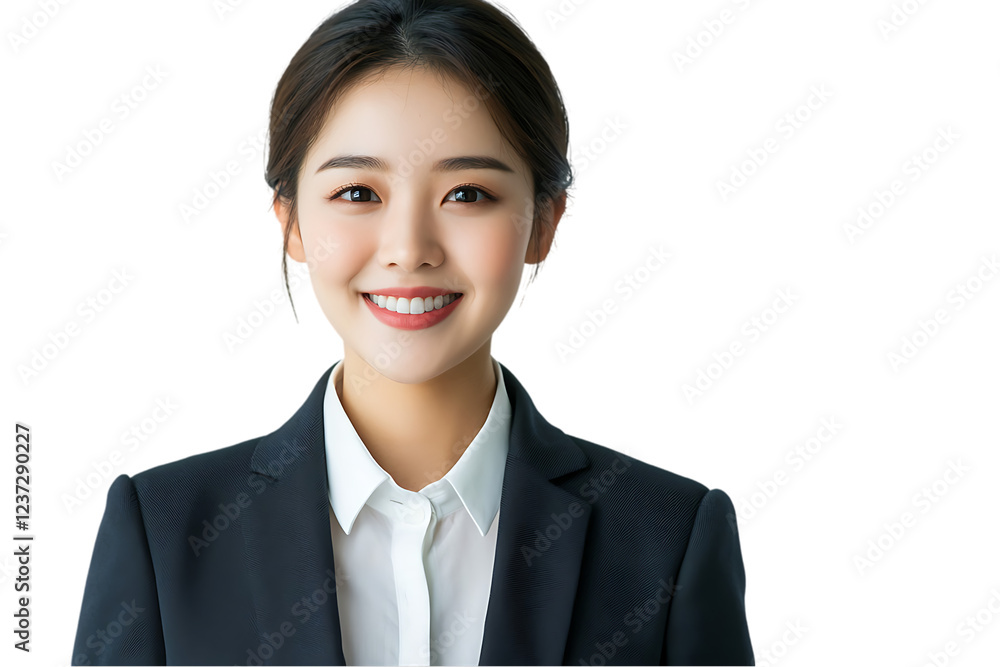 Asian businesswoman in a suit, smiling nicely, isolated on white background Asian businesswoman in a suit, smiling nicely, isolated on white background