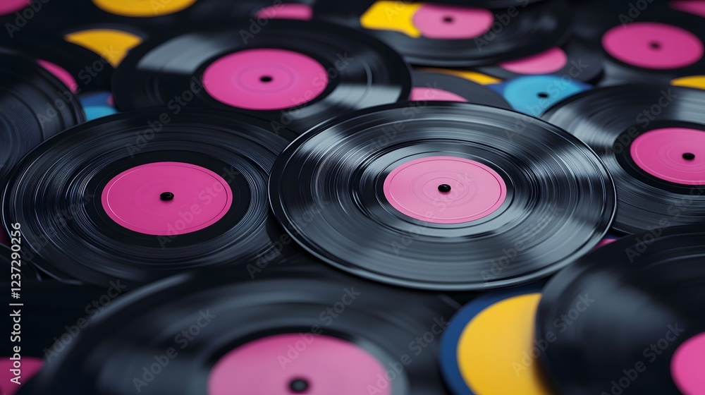 Vinyl Records: A Stack of Retro Music Discs Vinyl Records: A Stack of Retro Music Discs