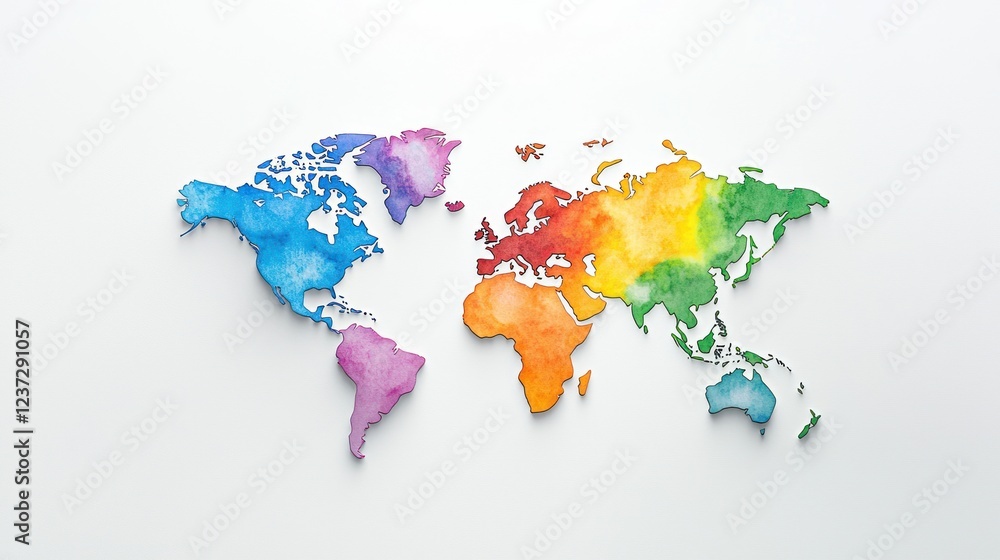 Obraz premium Watercolor World Map Illustration