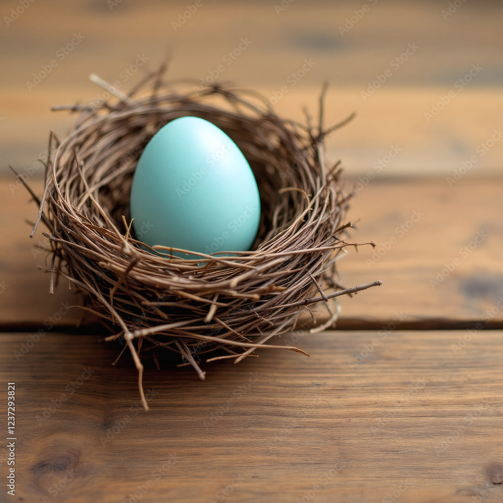 A single colored egg nestled in a wooden nest, perfect for spring and Easter themes. Ideal for holiday designs, blogs, and social media posts. A single colored egg nestled in a wooden nest, perfect for spring and Easter themes. Ideal for holiday designs, blogs, and social media posts.