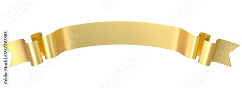 Photos Golden Curled Ribbon Banner, Blank Template for Awards, Certificates, and Announ