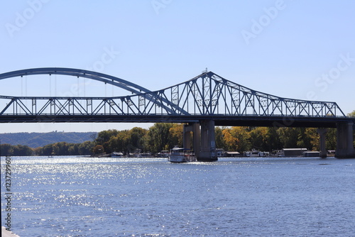 A bridge over river in the summer in downtown Lacrosse, Wisconsin.