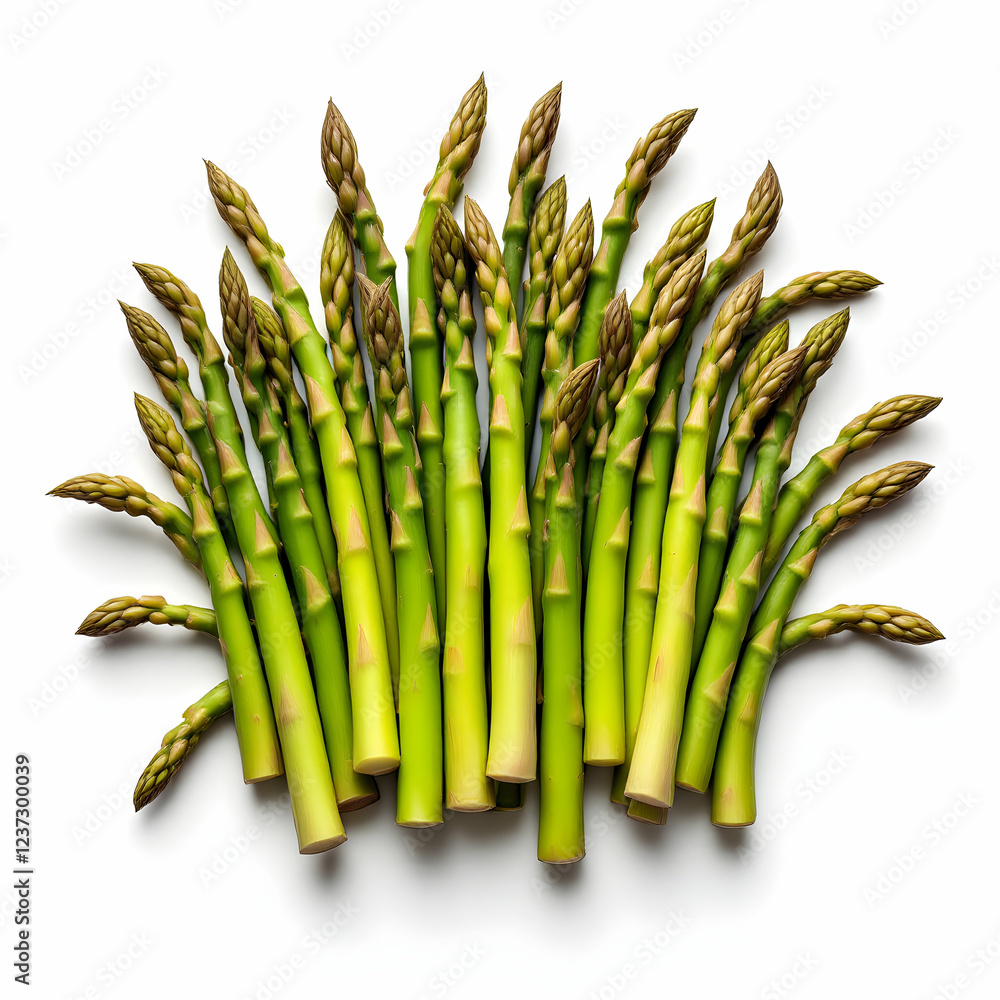 Fototapeta premium Fresh Bundle of Asparagus with Vibrant Green Stalks and Tender Tips Perfect for Healthy Dishes Isolated Background
