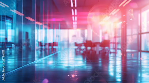 Wallpaper Mural A modern office interior with vibrant lighting and reflections. Torontodigital.ca