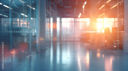 Wallpaper Mural A modern office space illuminated by sunset, creating a serene and productive atmosphere. Torontodigital.ca