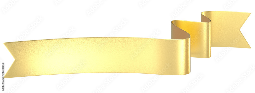 Golden Ribbon Banner, Elegant Curved Design Element Golden Ribbon Banner, Elegant Curved Design Element
