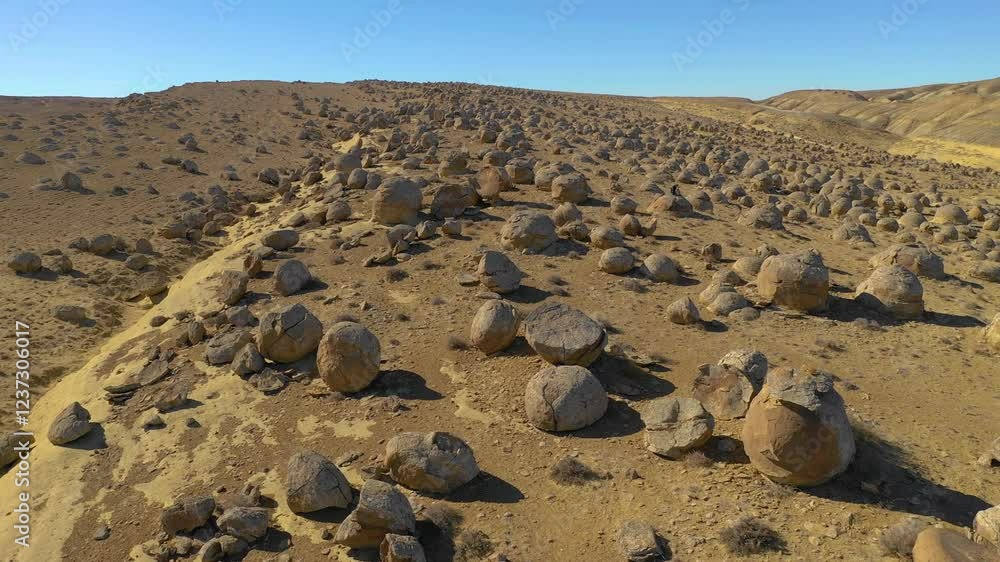 AKTAU, KAZAKHSTAN - FEBRUARY 1, 2025: Exploring unique rock formations in the desert landscape of Aktau revealing natural wonders AKTAU, KAZAKHSTAN - FEBRUARY 1, 2025: Exploring unique rock formations in the desert landscape of Aktau revealing natural wonders