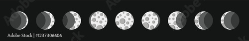 Moon shapes - different vector phases of the moon. 