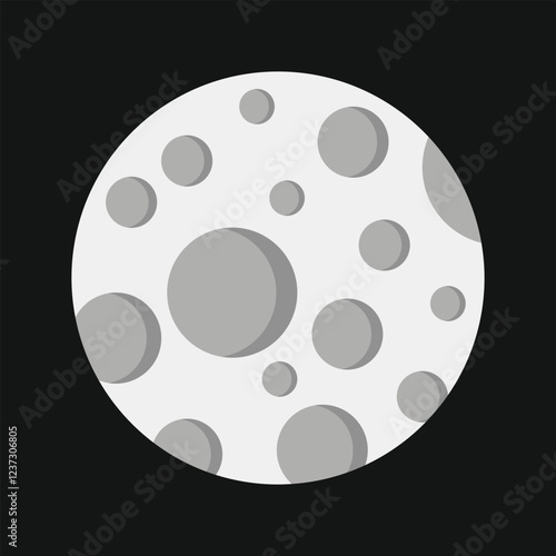 Moon vector isolated on black background. Full moon illustration. Super moon on dark background.