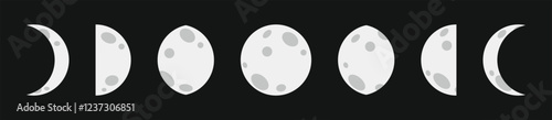 Vector Moon Phases isolated on white. Moon shapes for design.