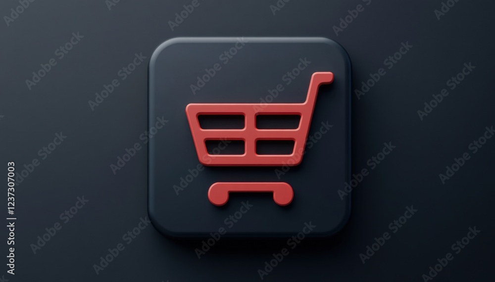 A modern shopping cart icon in red and black, symbolizing online shopping and e-commerce, perfect for digital platforms. A modern shopping cart icon in red and black, symbolizing online shopping and e-commerce, perfect for digital platforms.