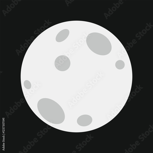 Moon vector isolated on black background. Full moon illustration. Super moon on dark background.