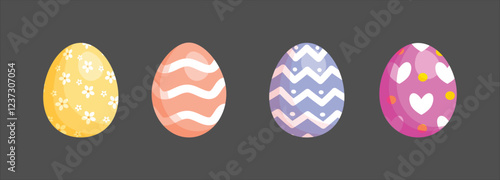 Easter eggs for easter day sweet and colorful with decoration patterns on white background vector illustration.