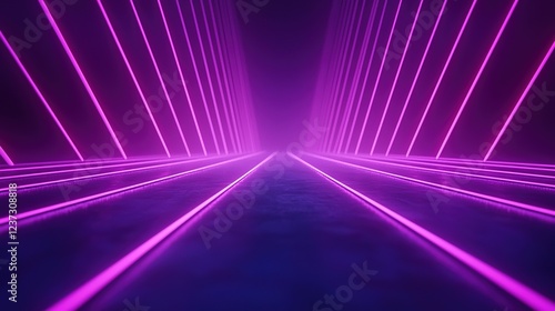 Wallpaper Mural A futuristic path illuminated by vibrant pink neon lights, leading into a dark, mysterious space. Torontodigital.ca