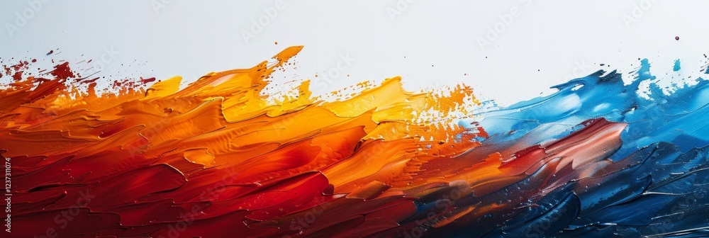 Abstract painting in shades of red, orange, and blue. AI generative. . Abstract painting in shades of red, orange, and blue. AI generative. .