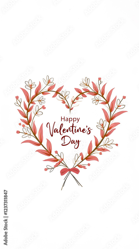 Heart-shaped arrangement of flowers designed with the text Happy Valentine's Day prominently displayed Heart-shaped arrangement of flowers designed with the text Happy Valentine's Day prominently displayed