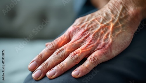 Symptoms of Peripheral Neuropathy in Elderly Hand with Visible Weakness