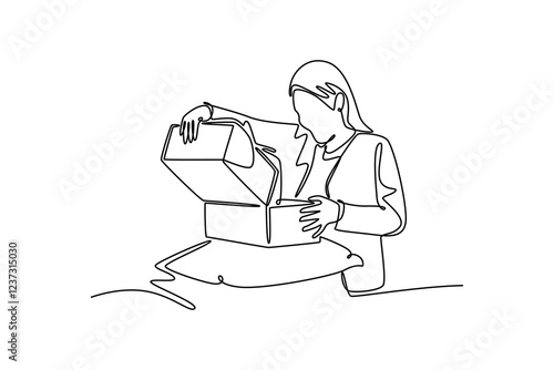 Shopping online concept. Single line draw design vector graphic illustration.	