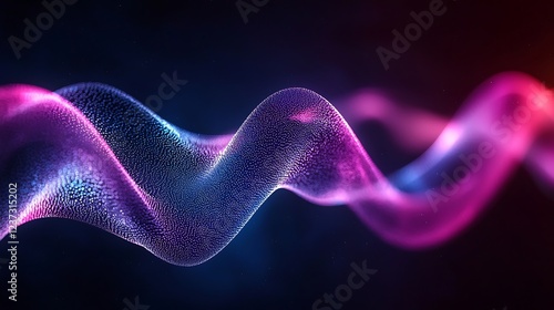 Abstract swirling neon light waves, digital art background.
