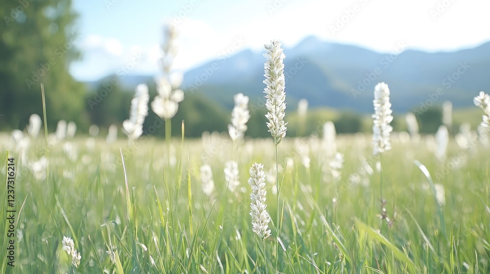 Obraz premium Mountain meadow wildflowers, summer sun