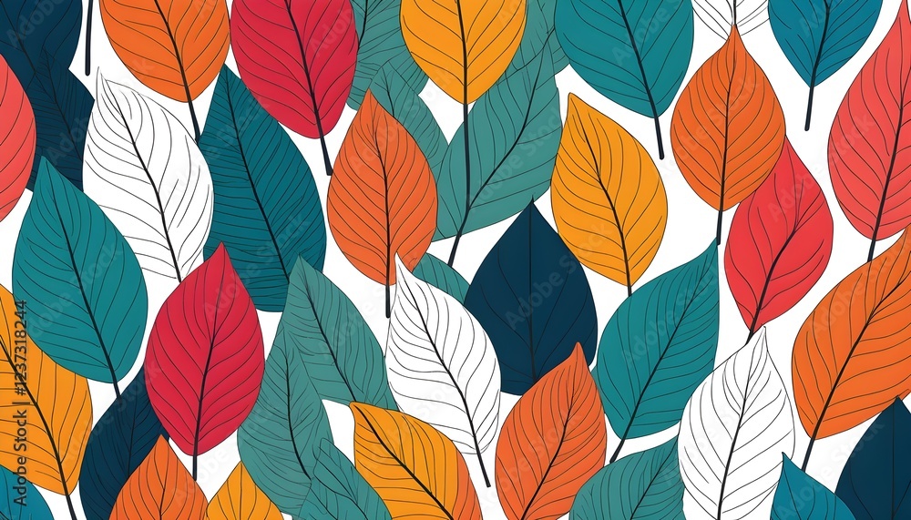 Fototapeta premium Vibrant Leaves Pattern for Creative Projects