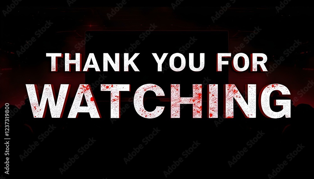 Fototapeta premium Design a dark-themed banner with bold text saying ‘Thank You for Watching,’ featuring a red play.