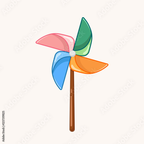 Colored Origami Pinwheel Toy Illustration