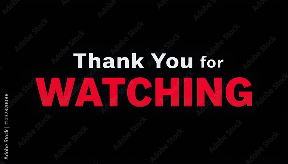 Design a dark-themed banner with bold text saying ‘Thank You for Watching,’ featuring a red play. Design a dark-themed banner with bold text saying ‘Thank You for Watching,’ featuring a red play.