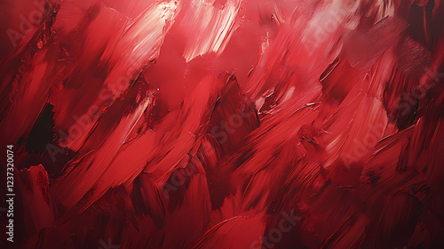 Fototapeta Naklejka Na Ścianę i Meble -  Crimson passion: a vibrant, textured background of thick, expressive red paint strokes. Textured Impasto. Illustration