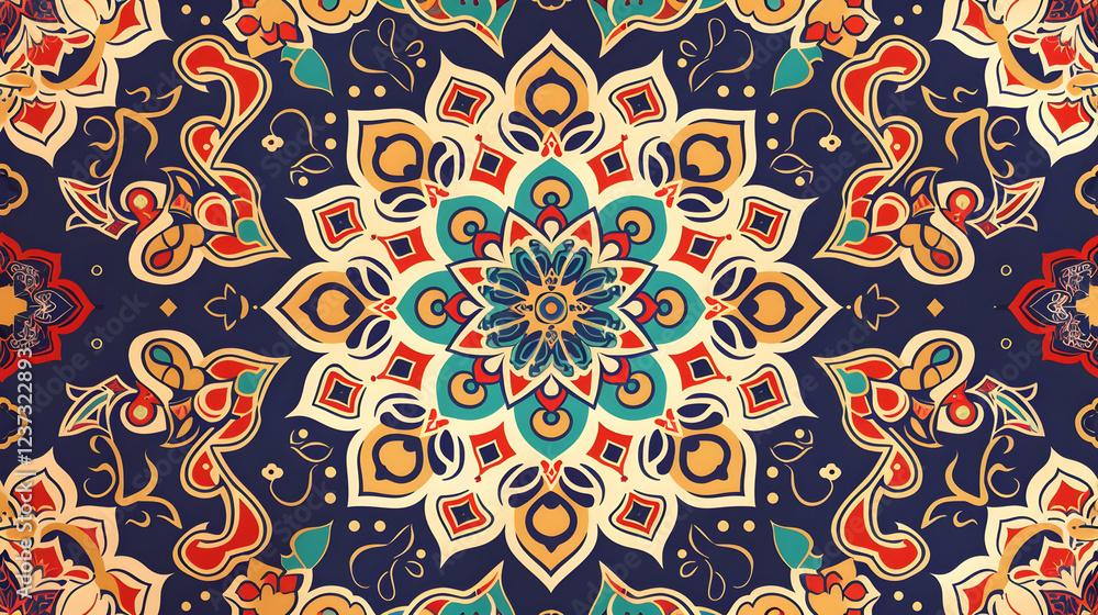 A vibrant, intricate mandala design featuring floral patterns and bold colors. A vibrant, intricate mandala design featuring floral patterns and bold colors.