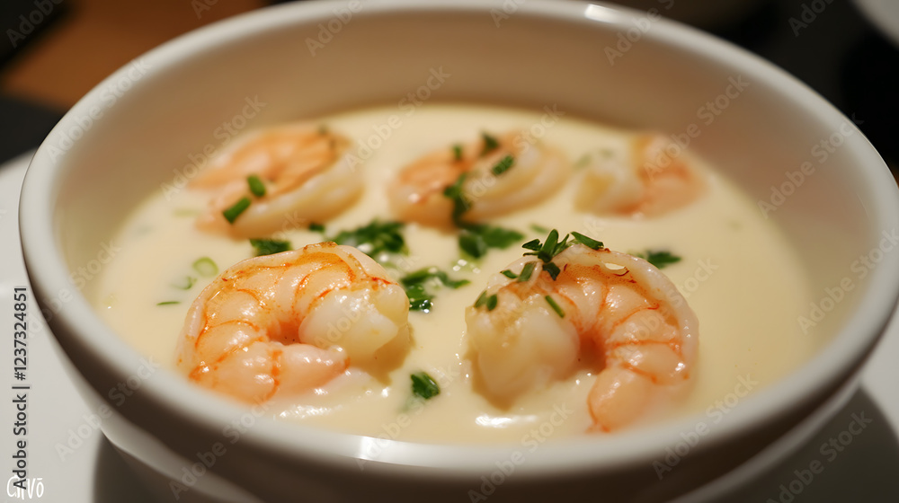 Ginger-infused coconut milk soup with shrimp and lemongrass. Ginger-infused coconut milk soup with shrimp and lemongrass.