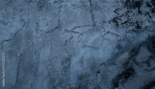 Surface de mur en béton peint ancien. Gros plan. Couleur bleu pâle grisâtre. Fond grunge foncé et rugueux pour le design. En détresse, cassé, fissuré, émietté. photo