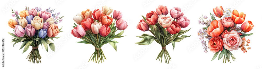 custom made wallpaper toronto digitalColorful Floral Bouquets Isolated on Transparent Background
