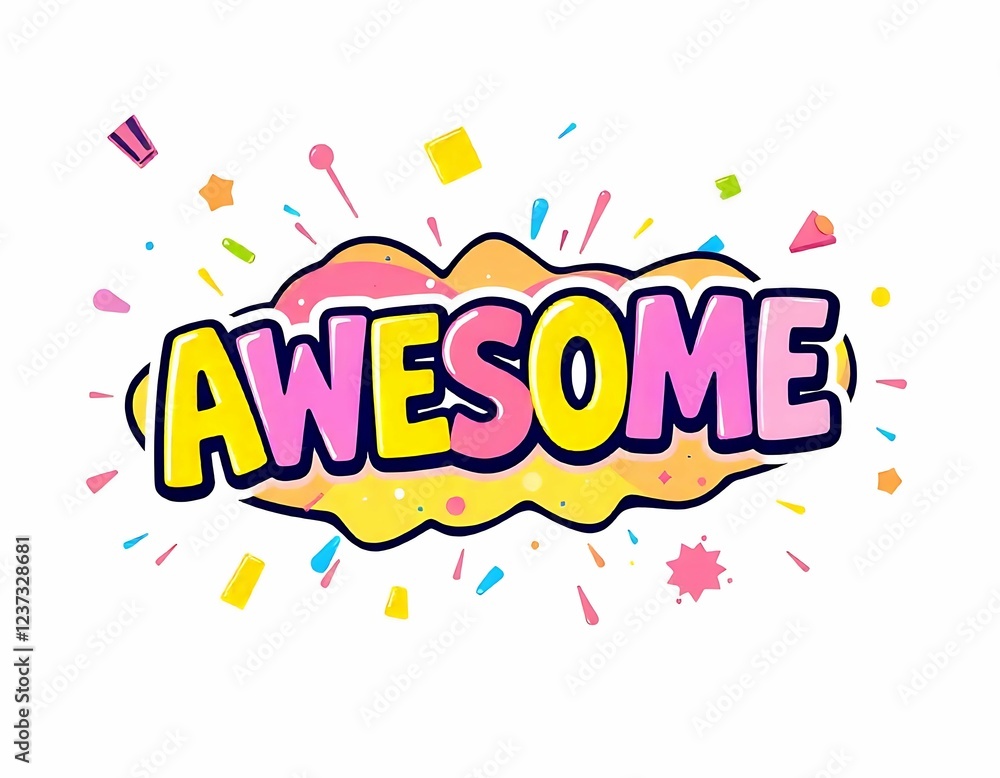 Awesome Comic Book Word Art Design Graphic Awesome Comic Book Word Art Design Graphic
