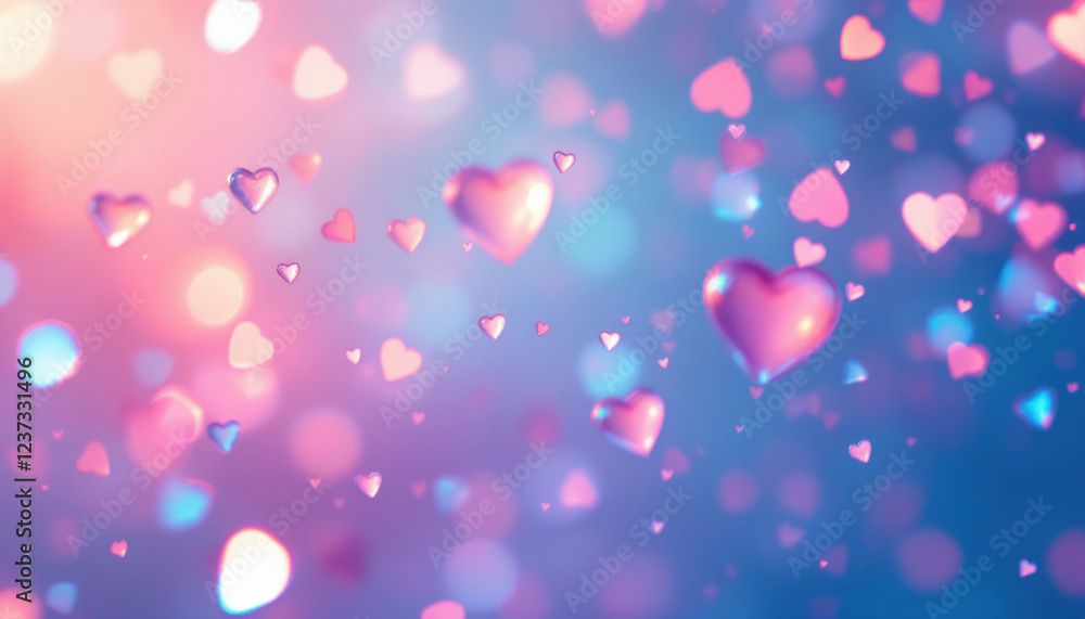 Romantic Hearts Background: A Serene Valentine's Day Image Romantic Hearts Background: A Serene Valentine's Day Image