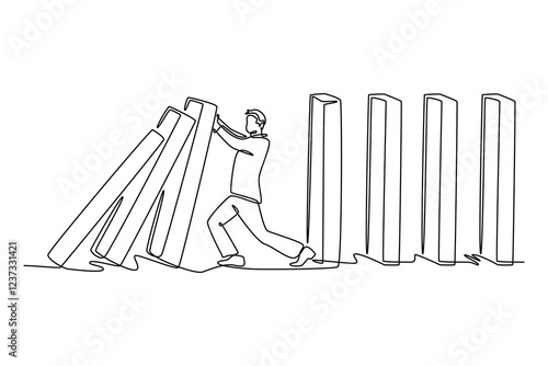 Risk management Concept. Single line draw design vector graphic illustration.
