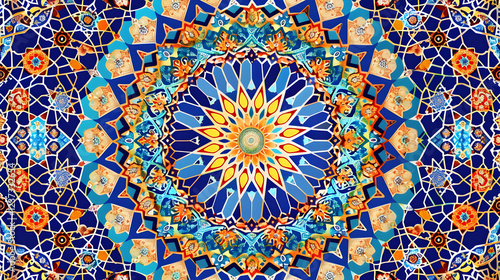 Wallpaper Mural A vibrant, intricate mandala pattern featuring geometric shapes and bright colors. Torontodigital.ca