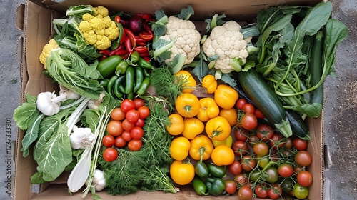 Fresh vegetables and fruits that will be used for delicious meals and salads. AI generated illustration