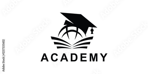 logo design combination of graduation cap, book and globe, symbol for education, global, universe, icon, idea, creative.