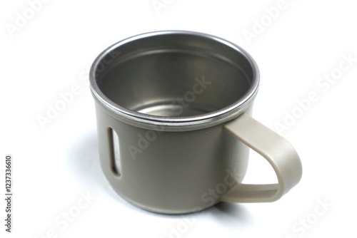 Obraz na płótnie metal cup on white background w salonie