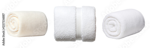 Soft Rolled Towels for Spa and Home Use Isolated on transparent background