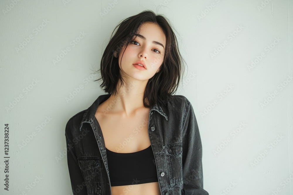 Beautiful young woman standing over white wall. Beautiful young woman standing over white wall.